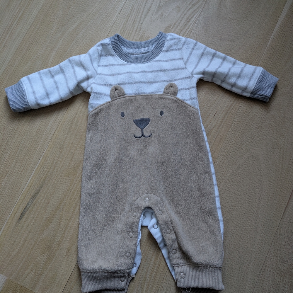 Adorable Tan and Gray Bear One Piece